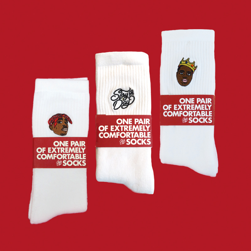 3-pack socks - Biggie, Tupac & Slay All Day logo